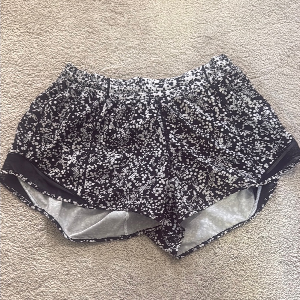 lululemon athletica Black & White Floral Athletic Shorts